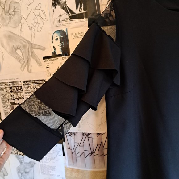 Dress with Ruffles & Sheer Sleeves - Picture 2 of 4